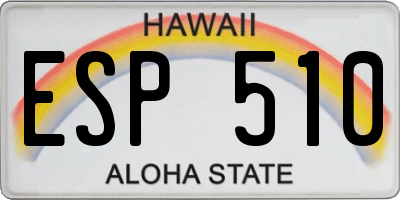HI license plate ESP510