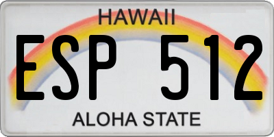 HI license plate ESP512