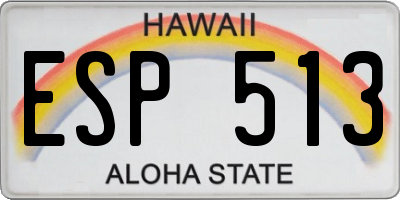 HI license plate ESP513