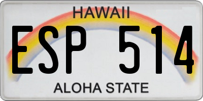 HI license plate ESP514