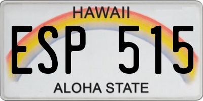 HI license plate ESP515