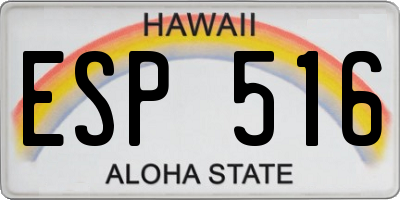 HI license plate ESP516