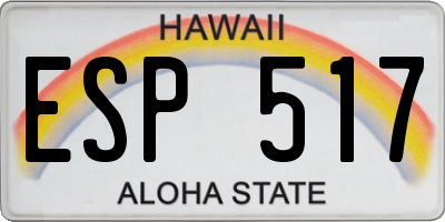 HI license plate ESP517