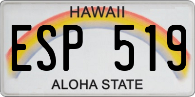 HI license plate ESP519