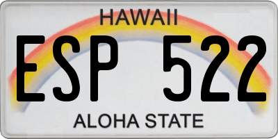 HI license plate ESP522