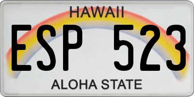 HI license plate ESP523