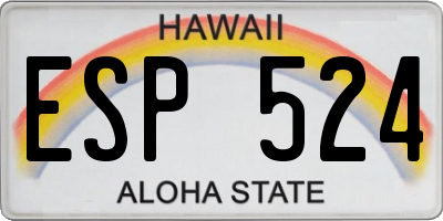 HI license plate ESP524