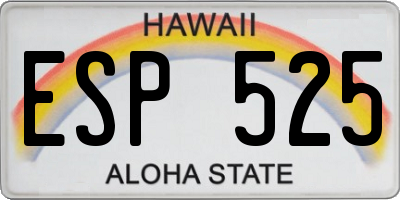 HI license plate ESP525