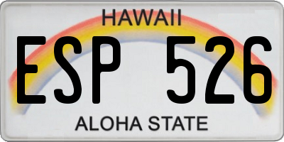 HI license plate ESP526