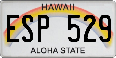 HI license plate ESP529