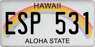 HI license plate ESP531
