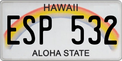 HI license plate ESP532