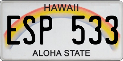 HI license plate ESP533