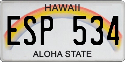 HI license plate ESP534