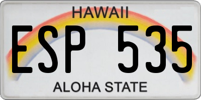 HI license plate ESP535