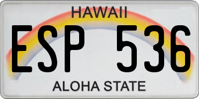 HI license plate ESP536