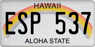 HI license plate ESP537