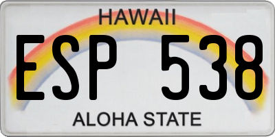 HI license plate ESP538