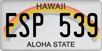HI license plate ESP539