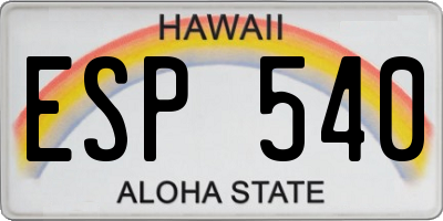 HI license plate ESP540