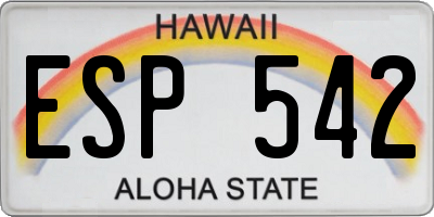 HI license plate ESP542