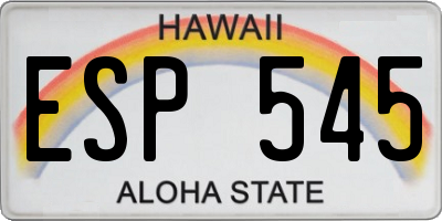 HI license plate ESP545