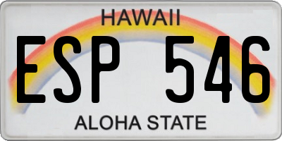 HI license plate ESP546