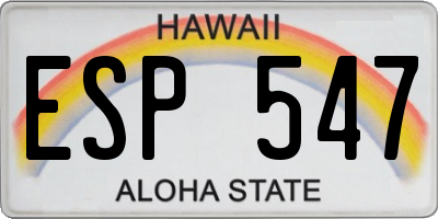 HI license plate ESP547