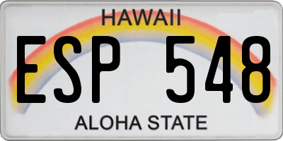 HI license plate ESP548