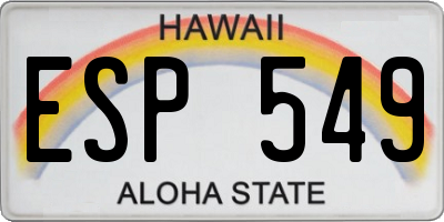 HI license plate ESP549