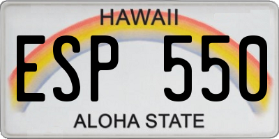 HI license plate ESP550