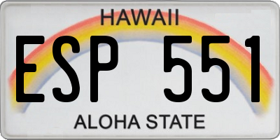 HI license plate ESP551