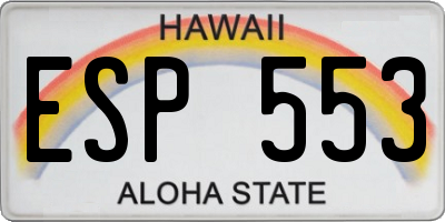 HI license plate ESP553