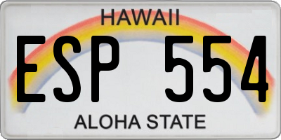 HI license plate ESP554
