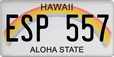 HI license plate ESP557