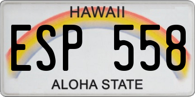 HI license plate ESP558