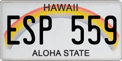 HI license plate ESP559