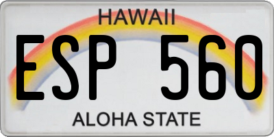 HI license plate ESP560