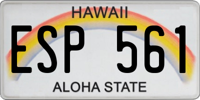 HI license plate ESP561