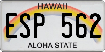 HI license plate ESP562