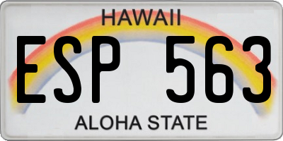 HI license plate ESP563
