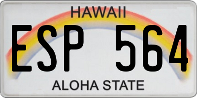 HI license plate ESP564