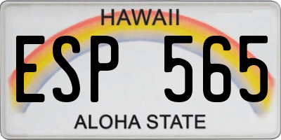 HI license plate ESP565
