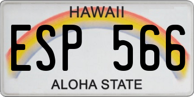HI license plate ESP566