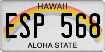 HI license plate ESP568