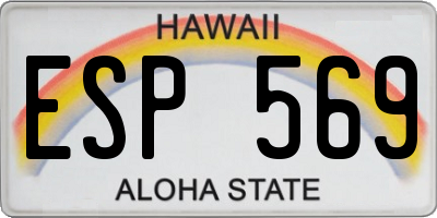 HI license plate ESP569