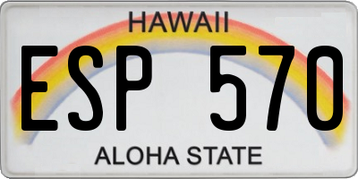 HI license plate ESP570