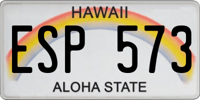 HI license plate ESP573