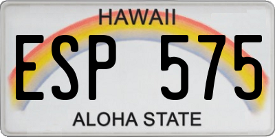 HI license plate ESP575