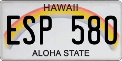 HI license plate ESP580